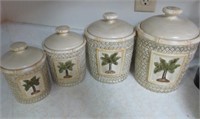 palm tree canister set & 4 plates