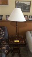 Wooden table and lamp combination