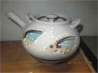Coy Fish Mold Marked Chinese Teapot