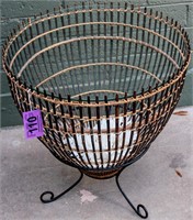 Furniture Repurposed Fish Basket Table w Coral