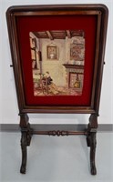 Antique Fire Screen - Needlework Panel