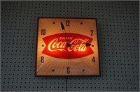 Coca-Cola Light Up Wall Clock - Fishtail Logo
