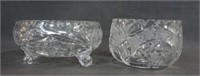 Pinwheel Cut Crystal 3 Toed & Flat Vanity Bowls