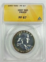 1957 Franklin PF-67 Silver Half Dollar Coin