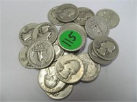 C115) Lot of 25 Washington Silver Quarters;