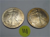 C111) 2003, 2004 Walking Liberty Silver Dollars;