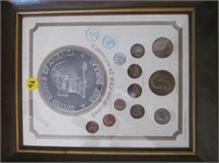 C96) Presidential Portraits 13 piece framed Coin ;