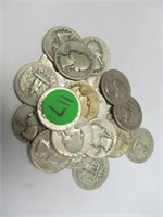 C117) Lot of 25 Washington Silver Quarters;