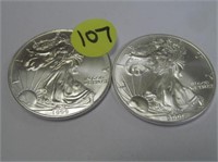 C107) 1999, 2000 Walking Liberty Silver Dollars