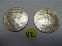 C112) 2003, 2004 Walking Liberty Silver Dollars;