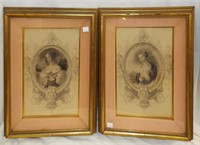 Pair Of Portrait Engravings In Gilt Frame