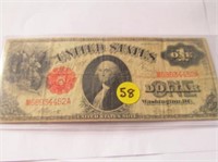 C58) 1917 One Dollar Red Seal Bill;
