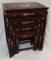 Set Of Four Oriental Inlaid Nesting Tables