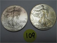 C109) 2001, 2002 Walking Liberty Silver Dollars;