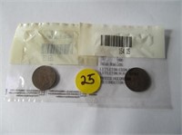 C25) 2 Indian Head Cents;