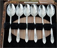 Set of 6 SP Coffee Spoons England in Case