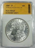 1887 Morgan MS-65 Silver $1 Dollar Coin