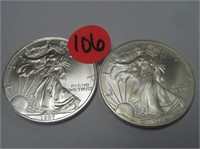 C106) 1997, 1998 Walking Liberty Silver Dollars;