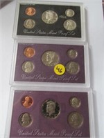 C46) 1992, 95, 89 S U.S. Mint Proof Sets;