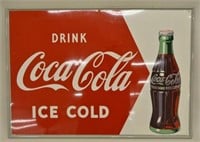 Coca-Cola Sign w/Arrow Facing Bottle on Right