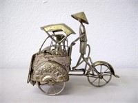 Chinese silver model of a rickshaw