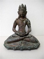 Bronze seated Buddha with traces of gilding