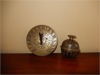 Brass Sundial and Brass Elephant Claw Bell