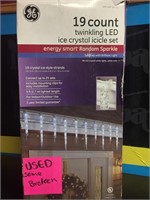 Twinkling LED Ice Crystal Icicle Set Used Some