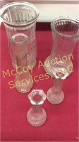 5 piece clear glass vase lot