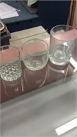 Three  piece glass lot - etched