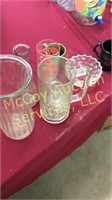 Glass lot to include vases, large beer mug,