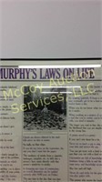 "Murphy's Law on Life wall hanging approximately
