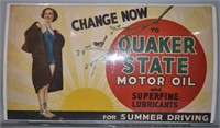 1930s QUAKER STAE MOTOR OIL BANNER