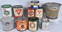 LARGE LOT OF VINTAGE GREASE CANS