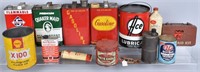 LARGE LOT OF VINTAGE GREASE, GAS, & OIL CANS