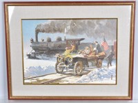PETER HELCK OPEN CAR & TRAIN LE SIGNED PRINT
