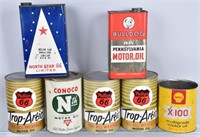 LARGE LOT OF VINTAGE OIL CANS & MORE