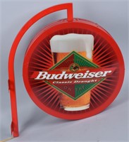 VINTAGE BUDWEISER LIGHTED ROUND FLANGE SIGN