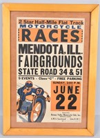 1930s FLAT TRACK MOTORCYCLE RACING POSTER