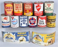 13- VINTAGE 1 QUART OIL CANS