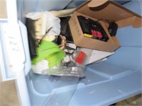 VERIZON MODEM AND ASSORTED ITEMS IN CONTAINER