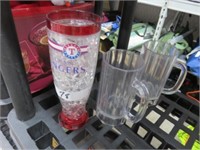 TEXAS RANGERS TALL PLASTIC CUPS AND BEER MUGS