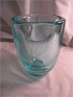 Pale Azure Controlled Bubble Cased Vase