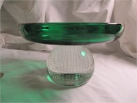Emerald Compote w/ Large Contrld Bubble Base