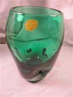 Deep Emerald Pinch Side Vase