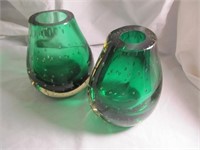 Pair Emerald Controlled Bubble Bookends