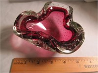 Gold Ruby to Crystal Cased Ashtray