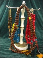 Primitive Necklaces -Wood, Shells, Dyed Coral