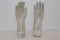 2 Vintage Porcelain Glove Displays