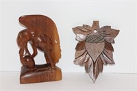 Oak Leaf Wooden Matchholder, Wooden Statue